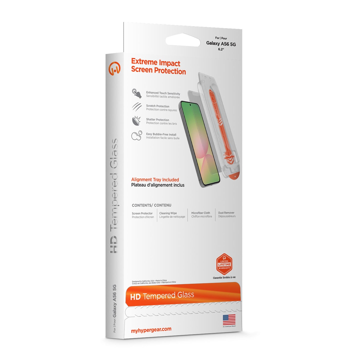 Samsung Galaxy A56 HyperGear Tempered Glass Screen Protector w/Dust-Free Install Tray - 15-14378
