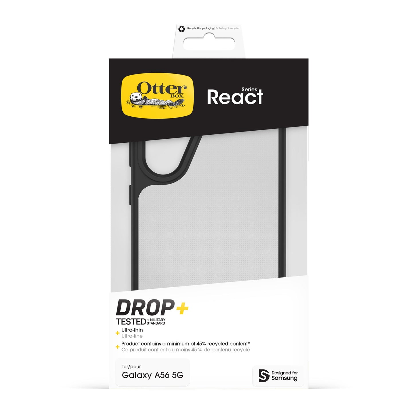 Samsung Galaxy A56 5G Otterbox React Series Case - Clear/Black - Black Crystal - 15-14384