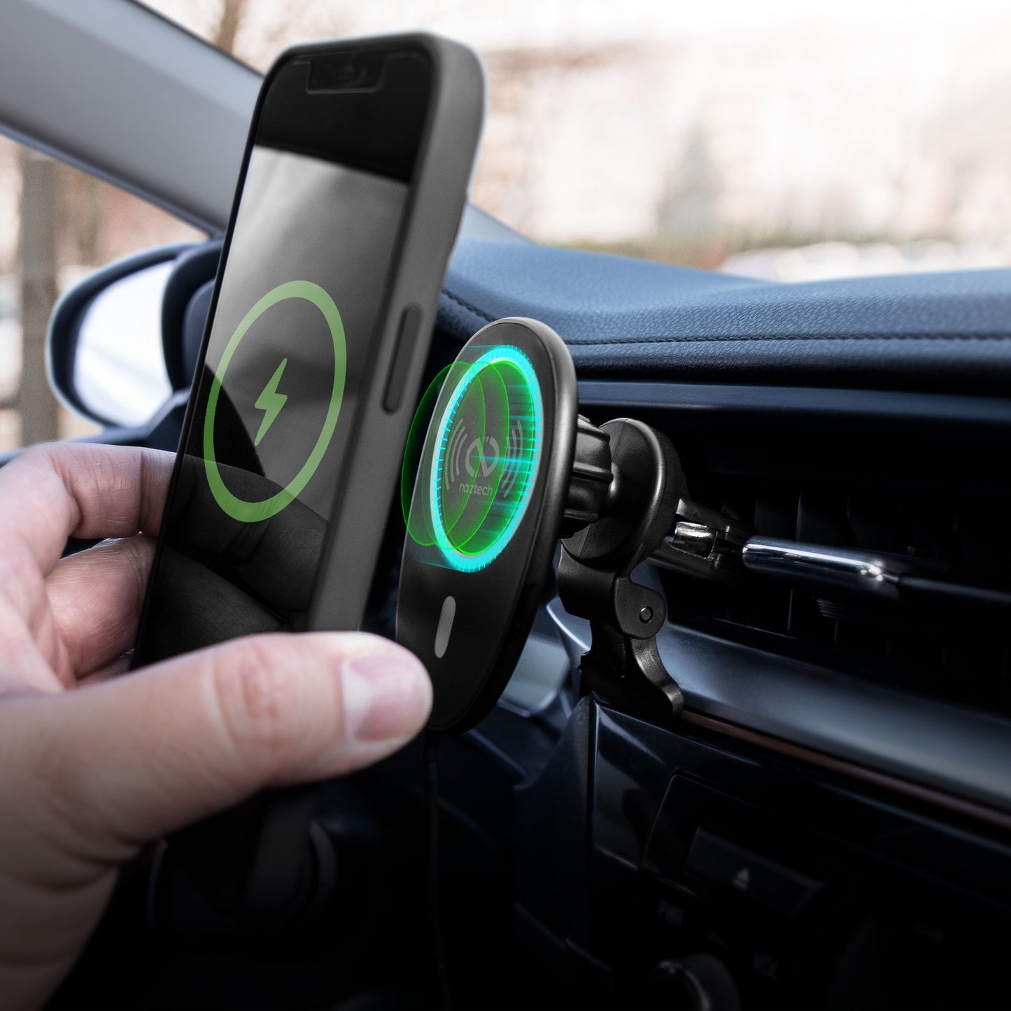 Naztech MagLock Fast Charging Vent Mount w/ Dual Port CLA Car Charger - 15-14425