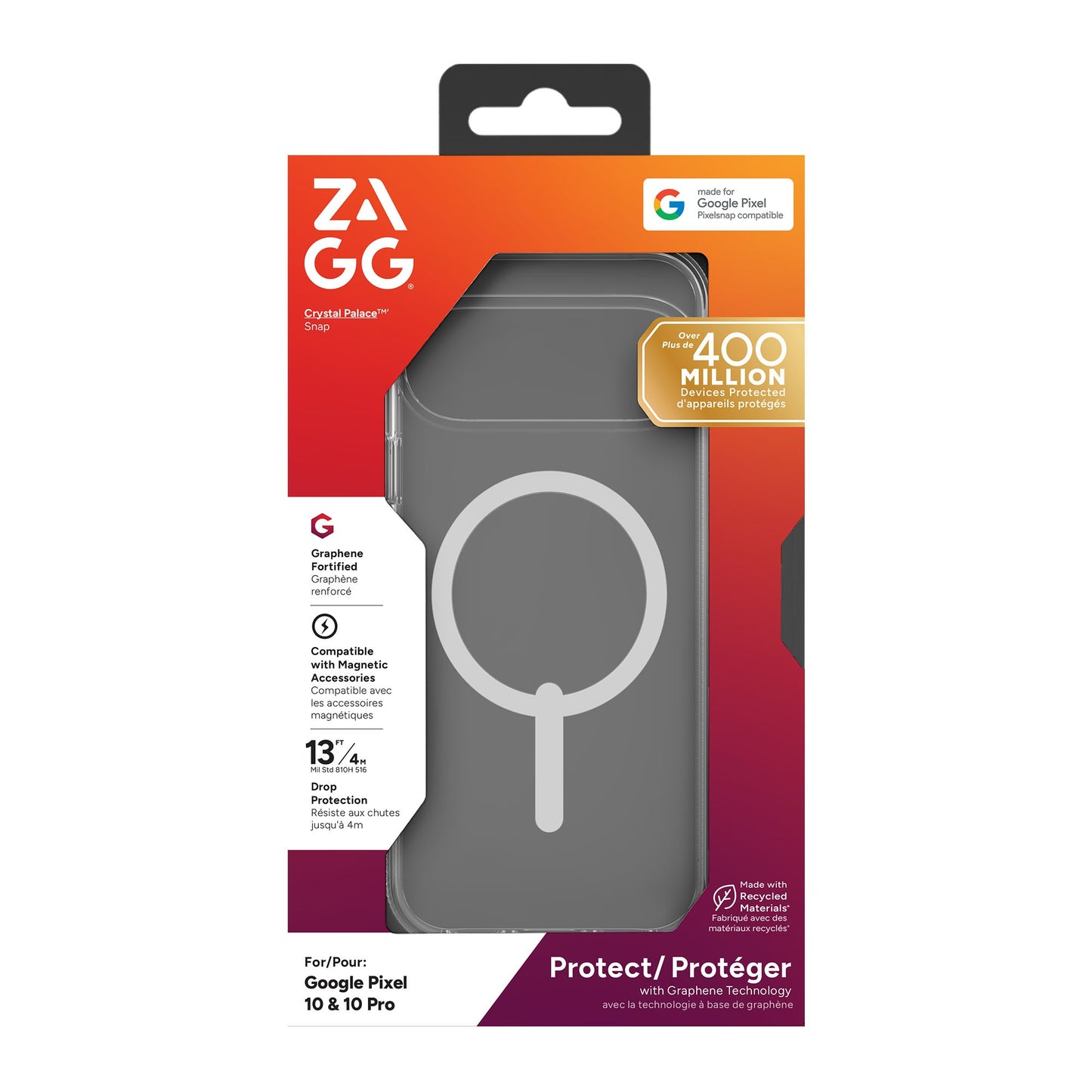 Google Pixel 10/10 Pro ZAGG Graphene Crystal Palace Snap Case - Clear - 15-14450