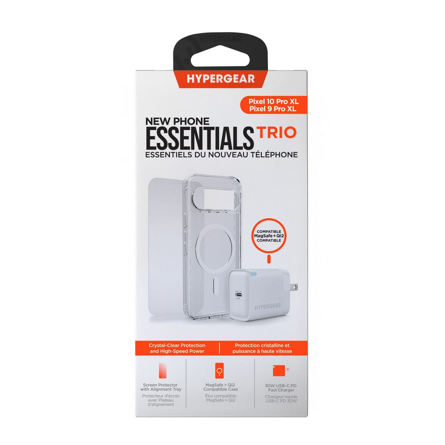 Google Pixel 10 Pro XL/9 Pro XL HyperGear Bundle - 30W Hub, Glass, Case w/ Magsafe - 15-14529