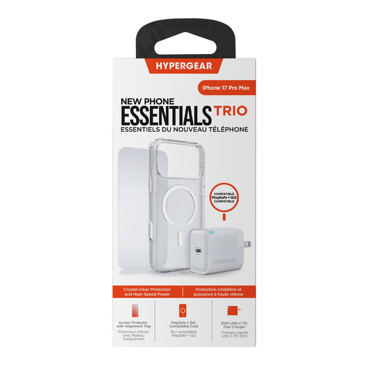 iPhone 17 Pro Max HyperGear Bundle - 30W Hub, Glass, Case w/ Magsafe - 15-14545