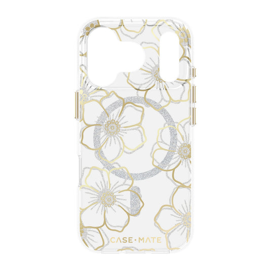 iPhone 17 Pro Case-Mate Floral Gems MagSafe Case - Gold - 15-14585