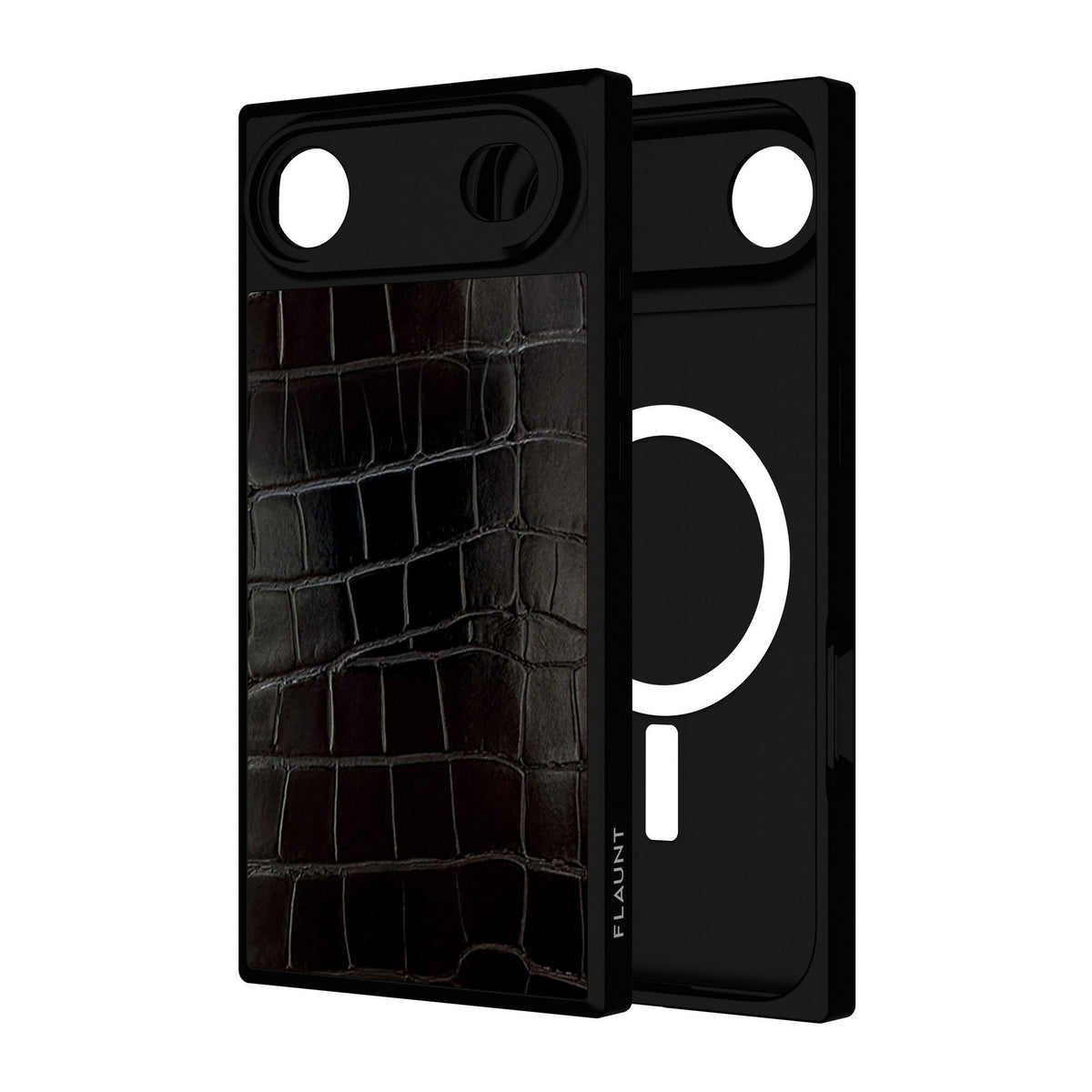 iPhone Air FLAUNT Square Faux Leather MagSafe Case - Black Crocodile - 15-14612
