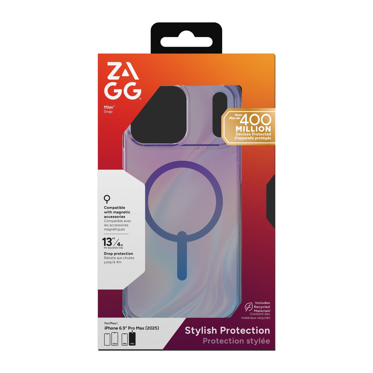 iPhone 17 Pro Max ZAGG Graphene Milan Snap Case - Iridescent Lights - 15-14703