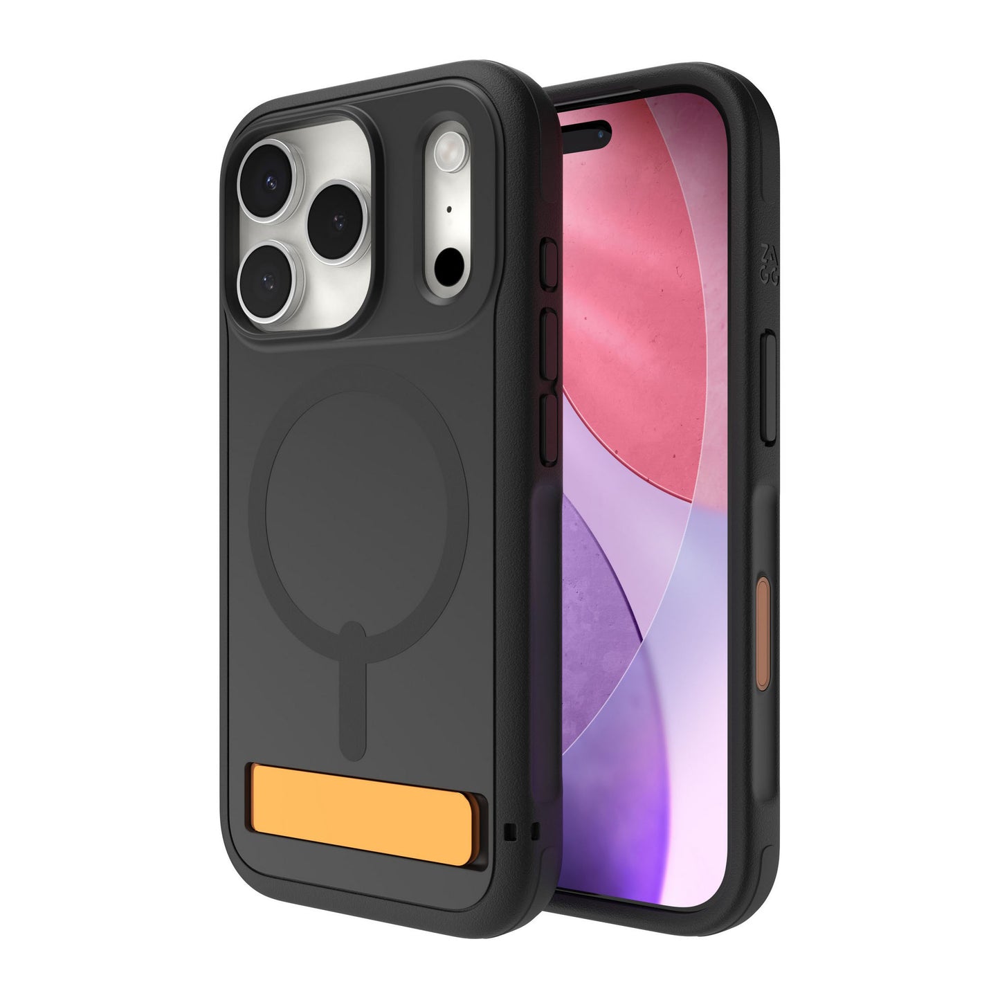 iPhone 17 Pro ZAGG Graphene Sedona Snap Kickstand Case - Flood Black/Orange - 15-14714