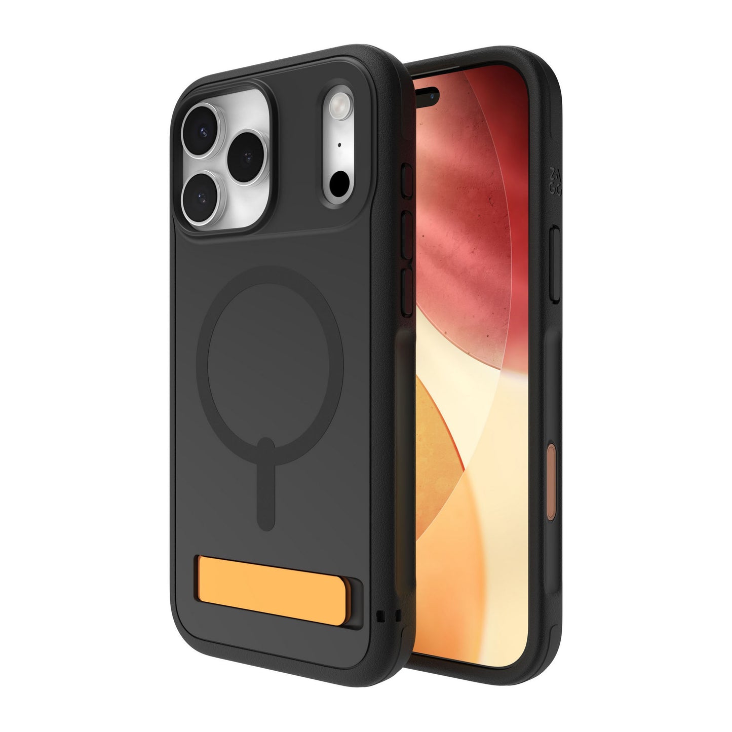 iPhone 17 Pro Max ZAGG Graphene Sedona Snap Kickstand Case - Flood Black/Orange - 15-14731