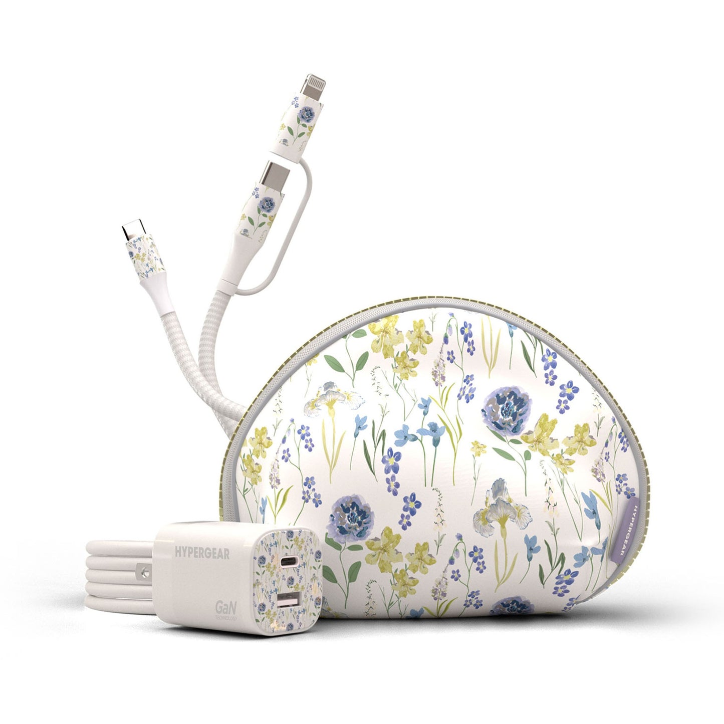 HyperGear 30W USB-C PD Charging Kit with Travel Pouch - Floral - 15-14937