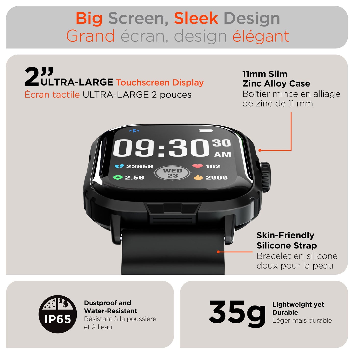 HyperGear Fit X2 Smartwatch + Fitness Tracker - 15-15025