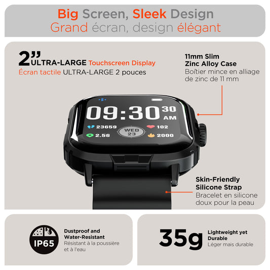 HyperGear Fit X2 Smartwatch + Fitness Tracker - 15-15025