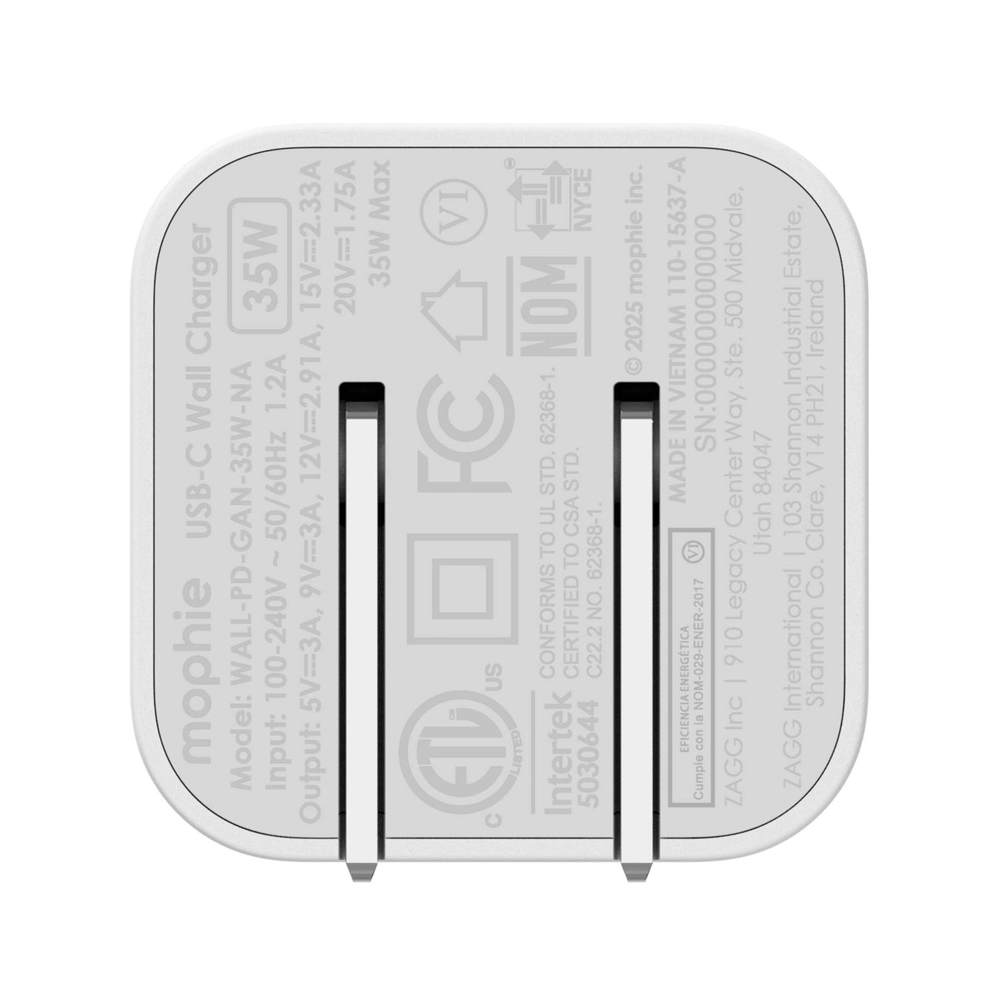 Mophie Speedport 35W USB-C Wall Charger - White - 15-15067