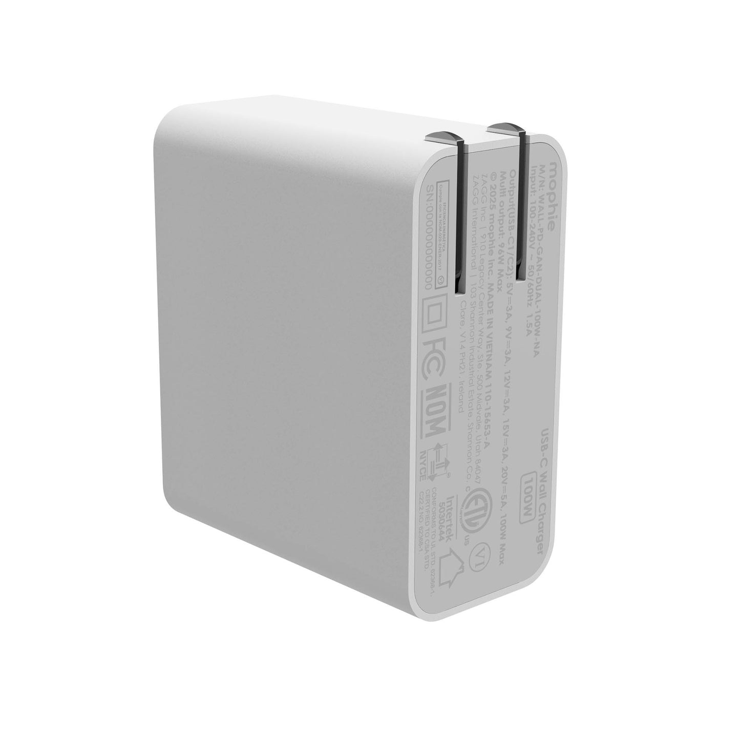 Mophie Speedport 100W Dual USB-C Wall Charger - White - 15-15071