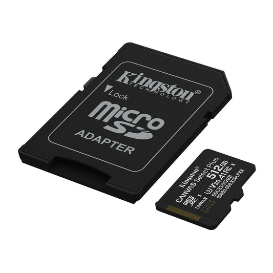 Kingston 512GB microSDXC Canvas Select Plus Gen3 150MB/s A1 Card + Adapter - 15-15110