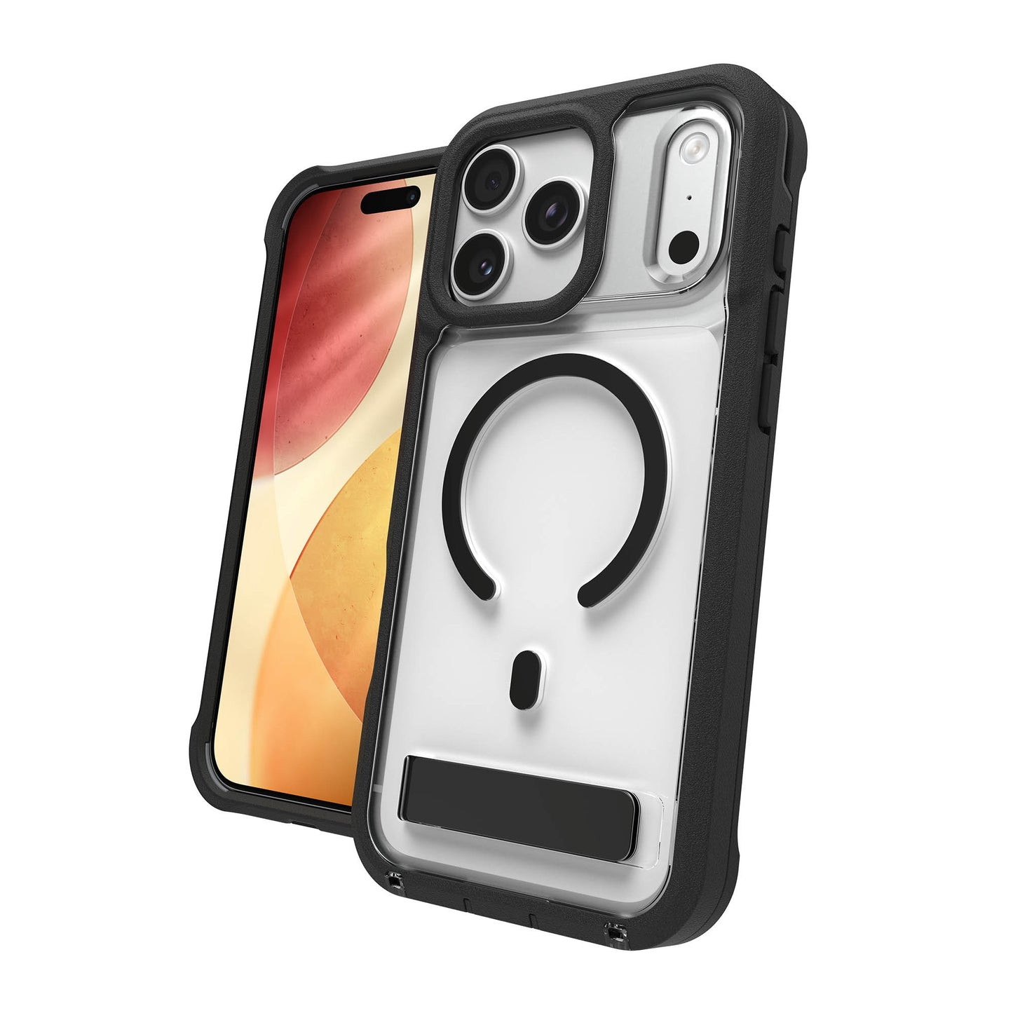 iPhone 17 Pro Max ZAGG Graphene Rainier Snap Kickstand Case -  Clear/Black - 15-15274