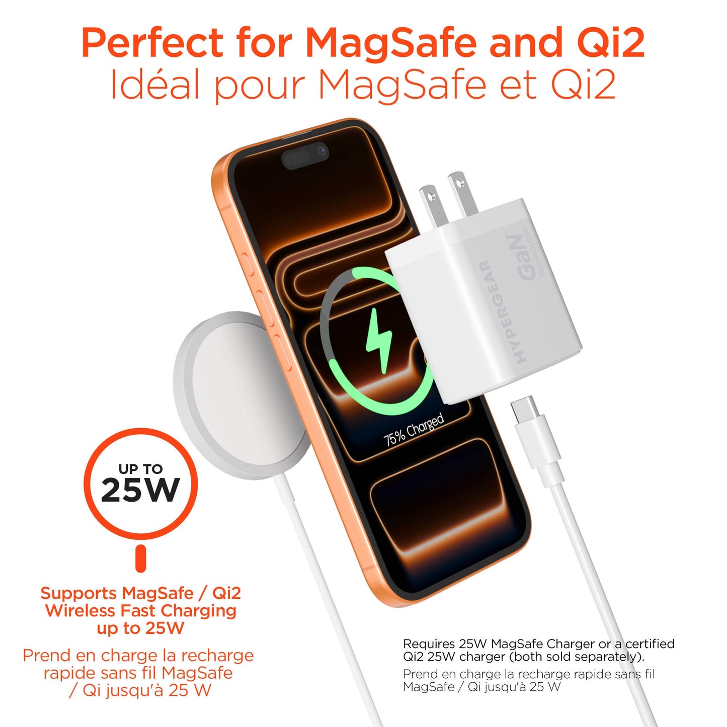 HyperGear 40W/60W Max USB-C PD 3.2/AVS/DPS GaN Wall Charger - White - 15-15424