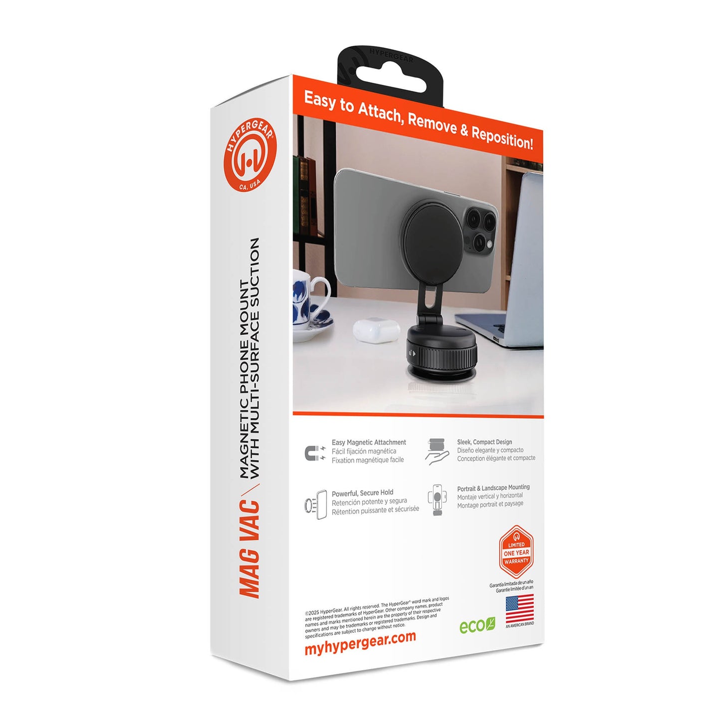 HyperGear Mag Vac Magnetic Phone Mount with Vacuum Suction Cup Base - 15-15441