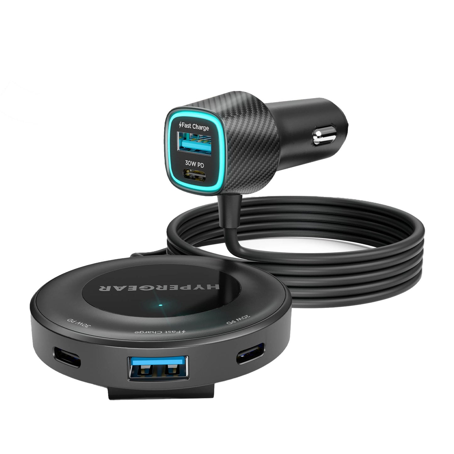 HyperGear 98W Road Runner PD PPS 5-Port Front + Backseat Fast Car Charger - 15-15444