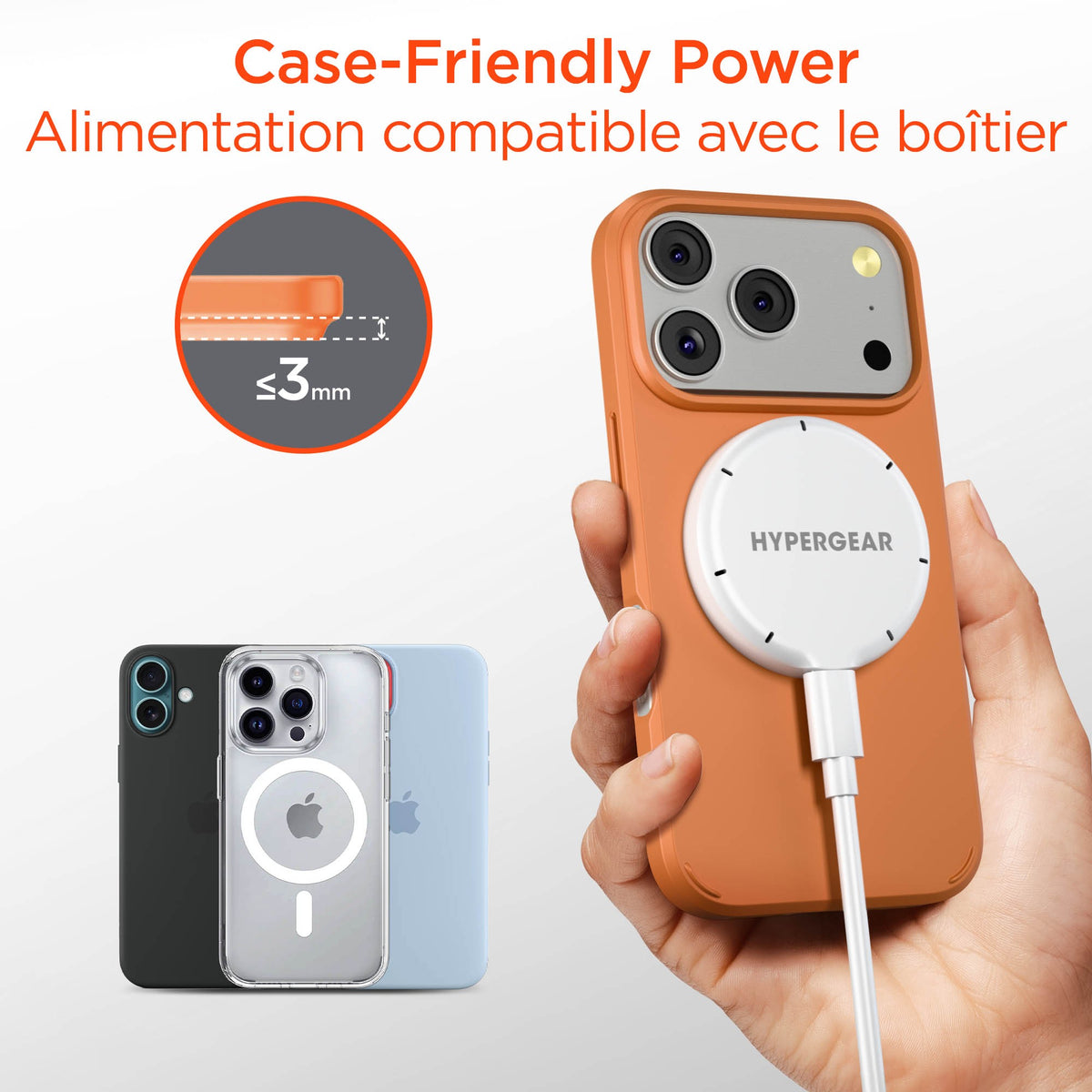 Hypergear 15W Qi2 MaxCharge MagSafe Wireless Magnetic Charger w/ Connected USB-C PD Cable - 15-15451