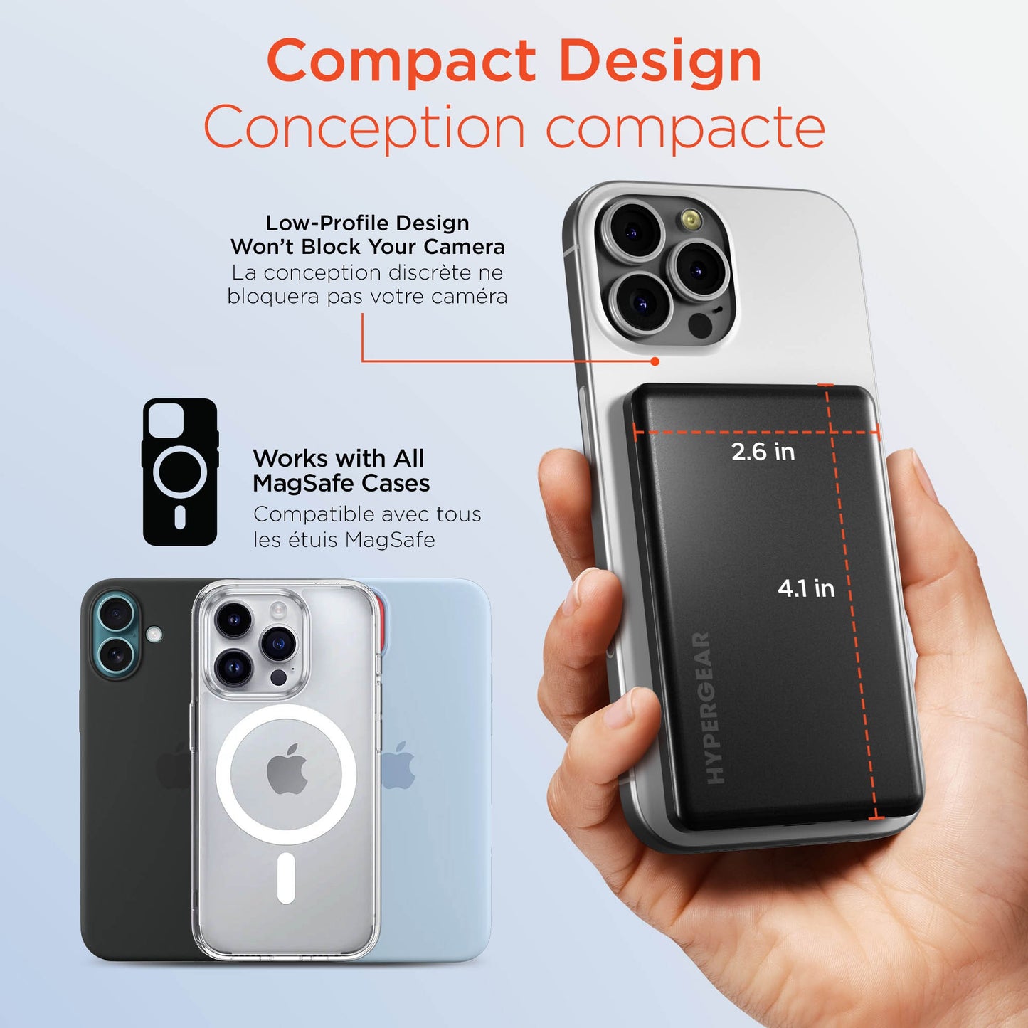 HyperGear 5000mAh Power Pack Mag Ultra-Slim Wireless Magnetic Portable Power Bank - 15-15458