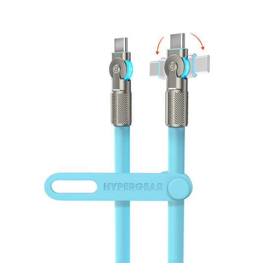 HyperGear 6 ft. 180cm USB-C to USB-C Chunky 180 Rugged Cable w/Rotating Connectors - Blue - 15-15460