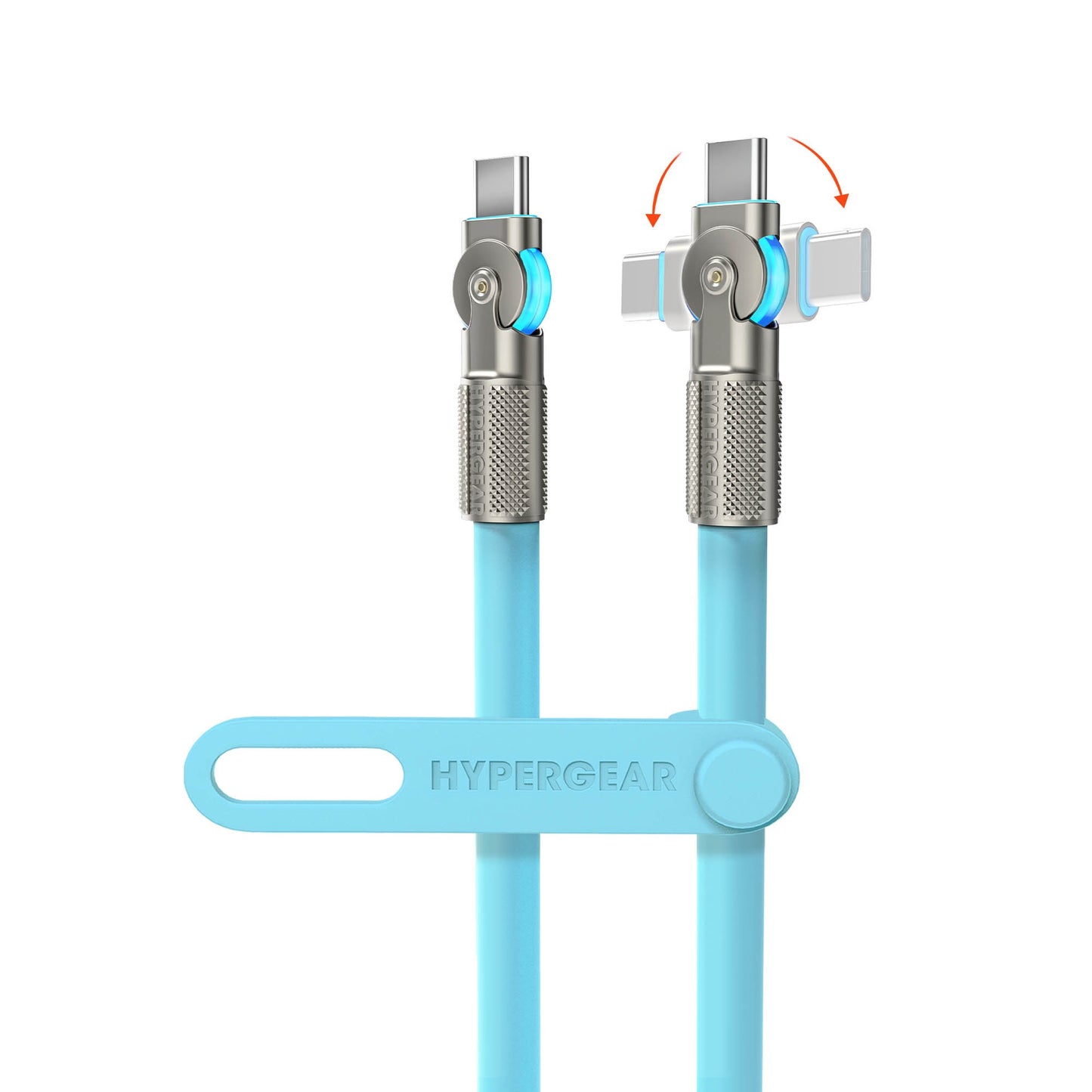 HyperGear 12 ft. 360cm USB-C to USB-C Chunky 180 Rugged Cable w/Rotating Connectors - Blue - 15-15462