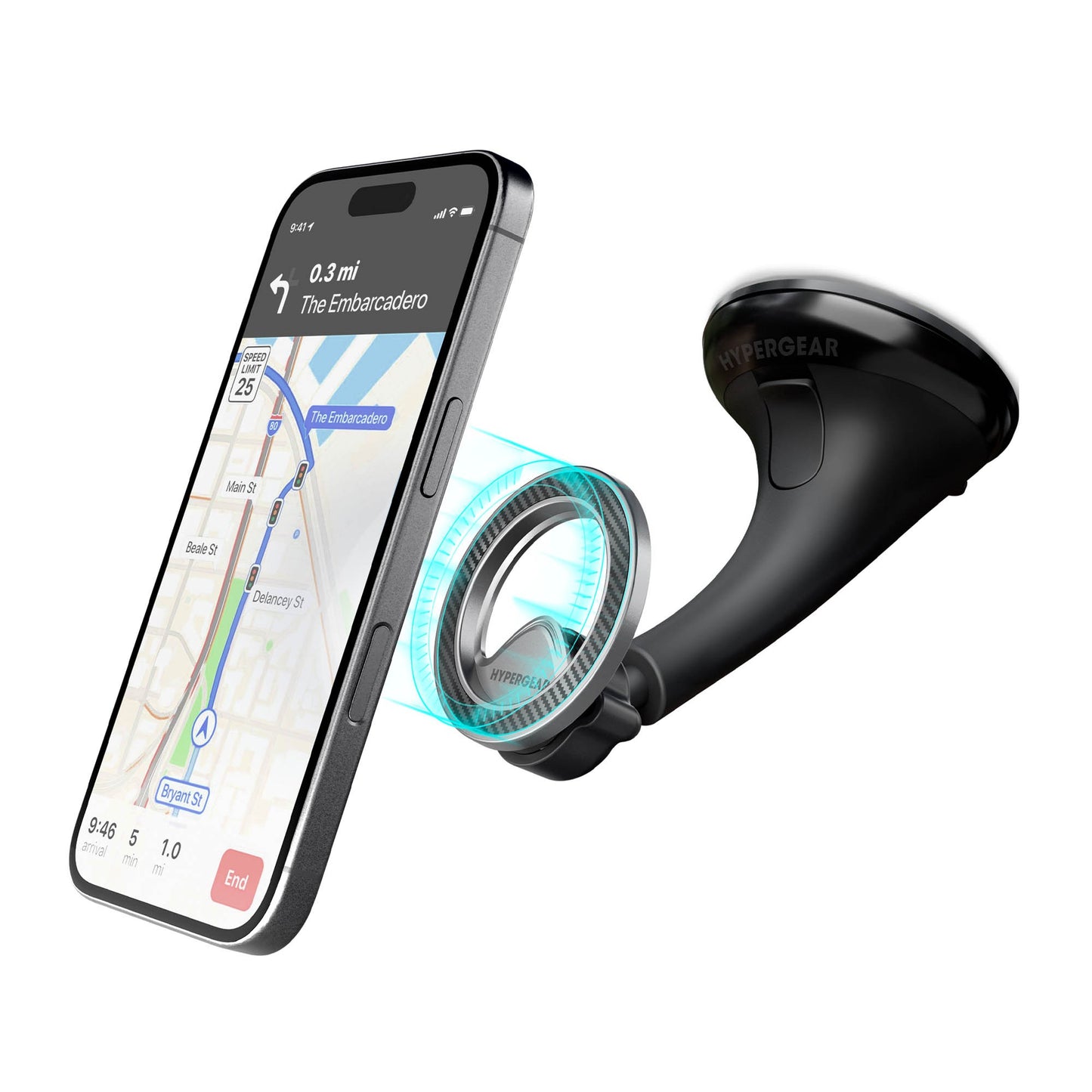 HyperGear Mag Grip Pro Magnetic Phone Mount w/Suction Base - 15-15467