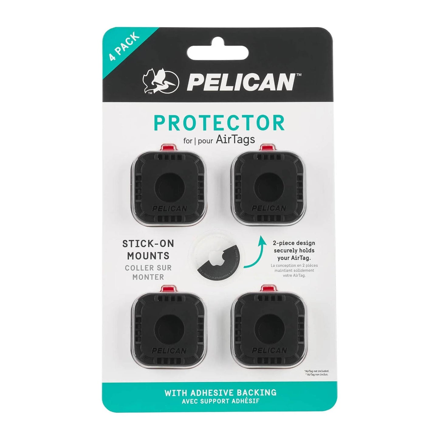 Apple AirTag Pelican Protector Sticker Mount 4pk - Black - 15-15470