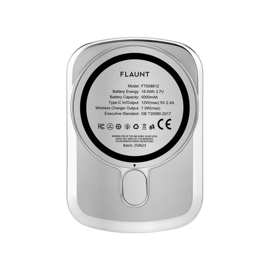 FLAUNT 5,000 mAh Wireless MagSafe Battery Pack - Metallic Silver - 15-15561
