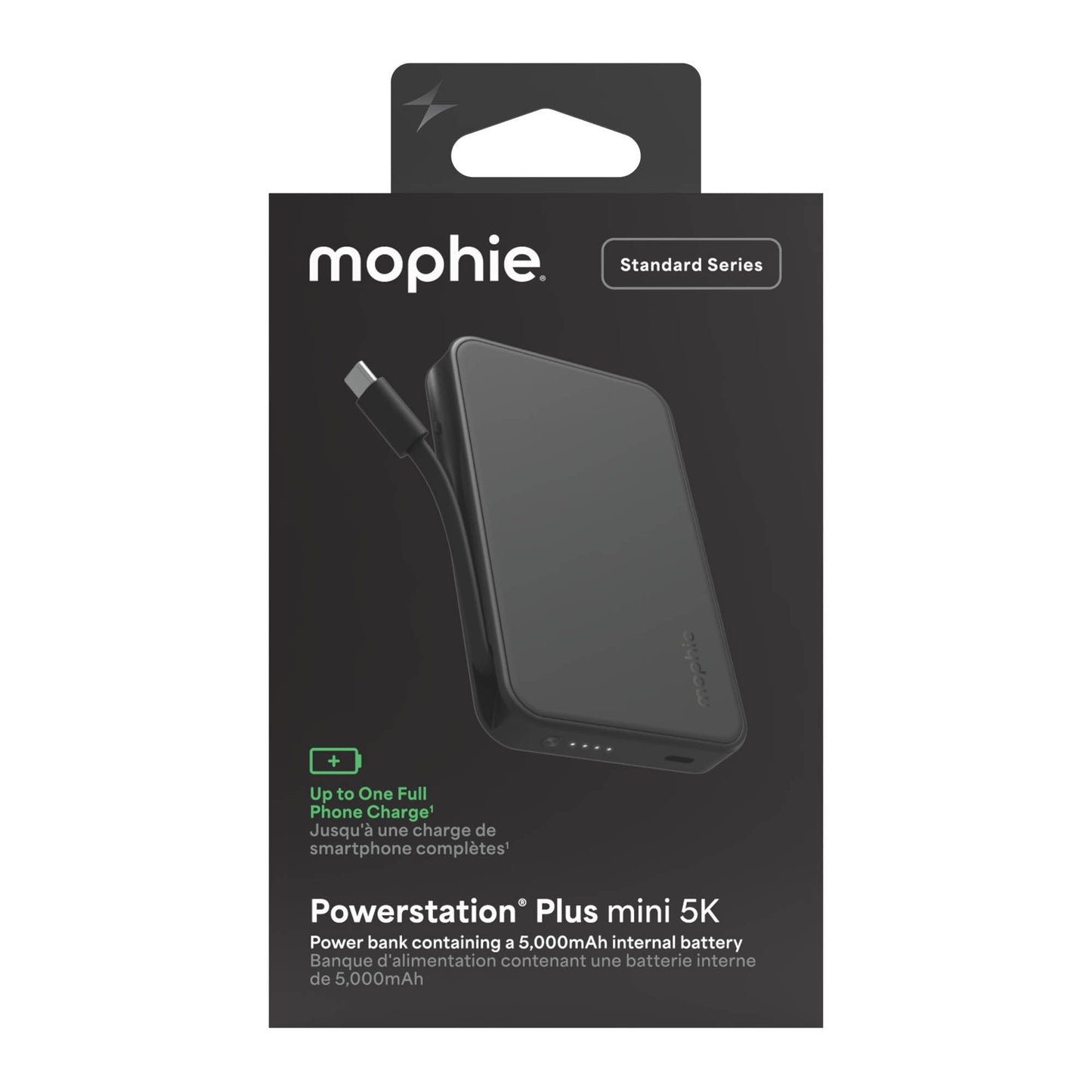 Mophie 5,000 mAh Powerstation Plus Mini w/USB-C Cable - Black - 15-15776