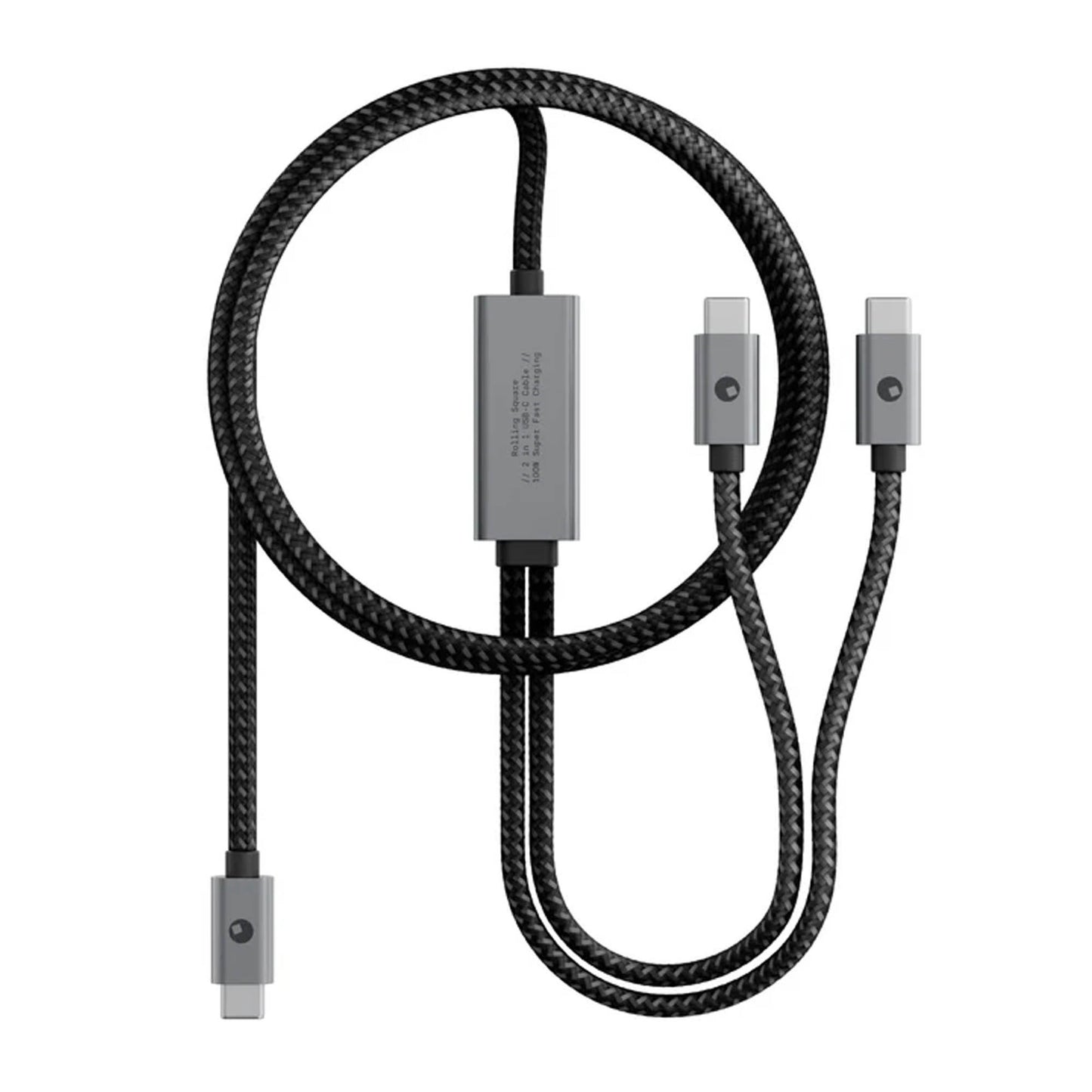 Rolling Square 150cm 100W Essential 2in1 USB-C to USB-C Cable - Black - 15-16102