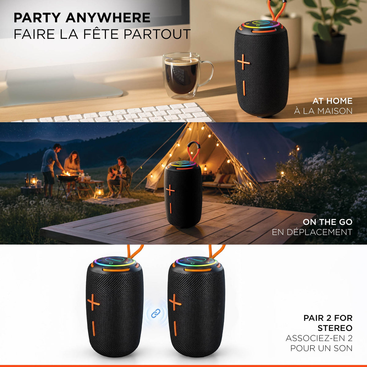 HyperGear Halo 2.0 XL Wireless LED Speaker - Black - 15-16330