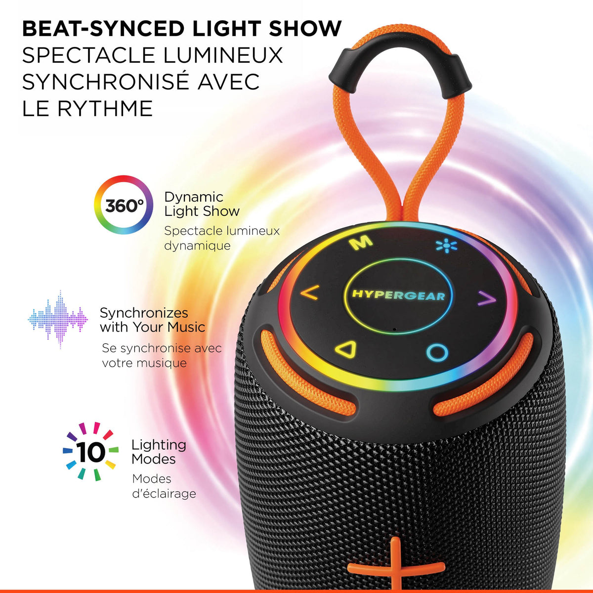 HyperGear Halo 2.0 XL Wireless LED Speaker - Black - 15-16330