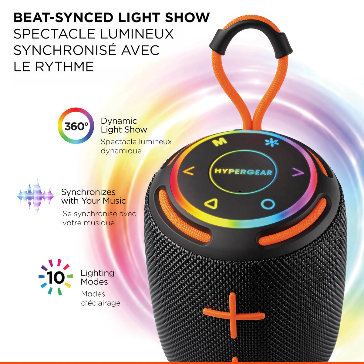 HyperGear Halo 2.0 Wireless LED Speaker - Black - 15-16331