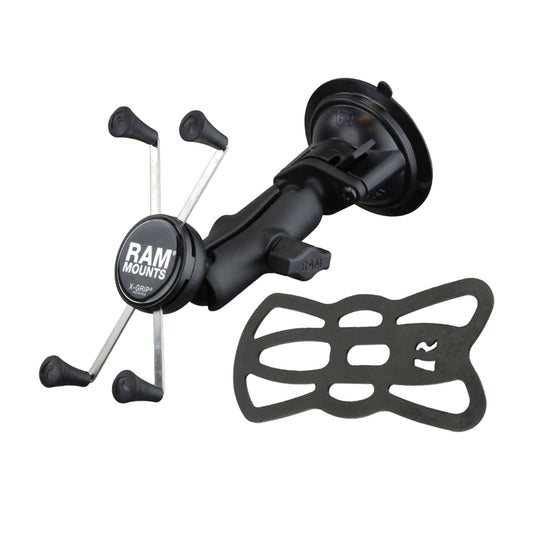 RAM Black Large X-Grip with Twist Lock Suction Cup Base Rugged Vehicle Mount - 15-05348