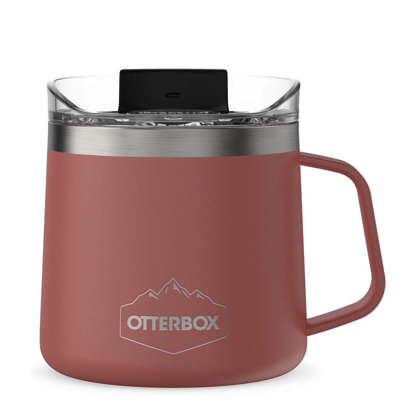 Otterbox Stainless Steel Red/Silver (Baked Mud) Elevation 14oz Mug w/ Closed Lid - 15-06559