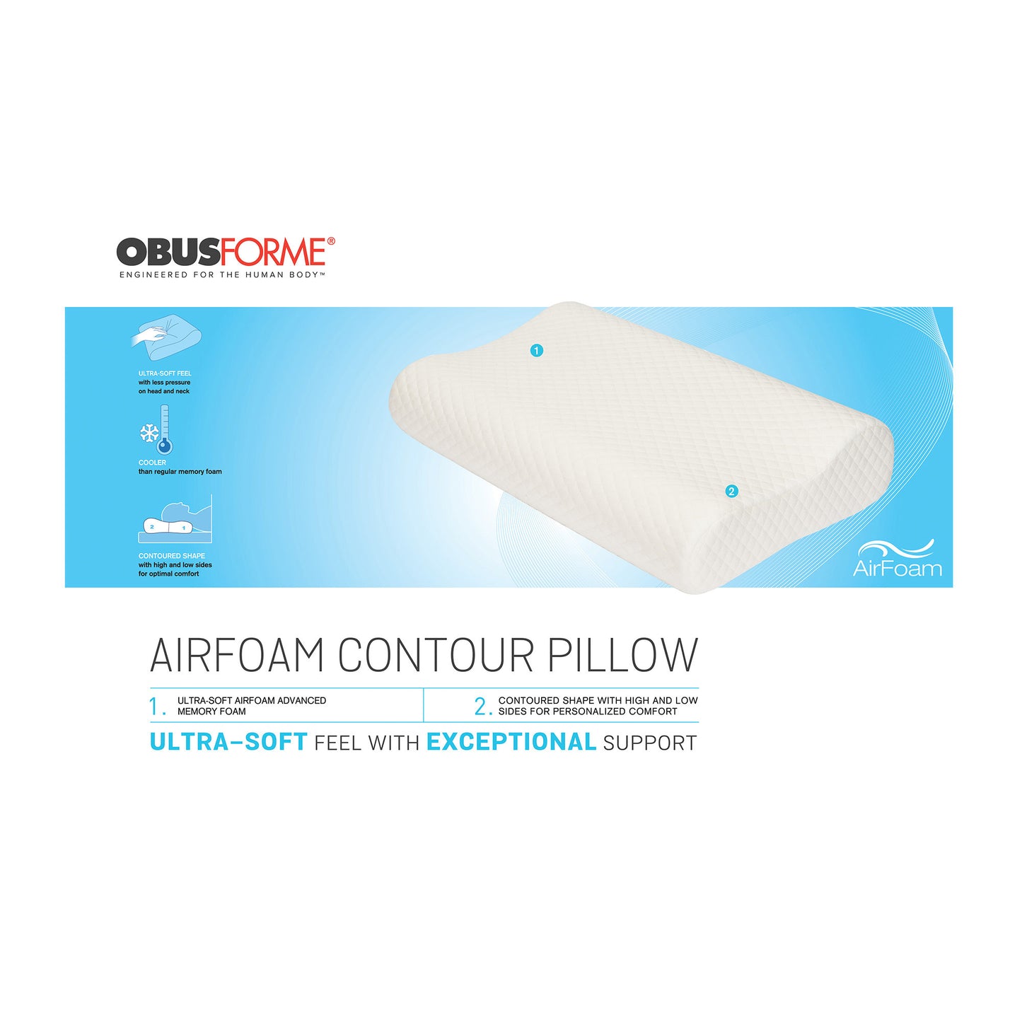 ObusForme Airfoam Contour Memory Foam Pillow - 15-07343