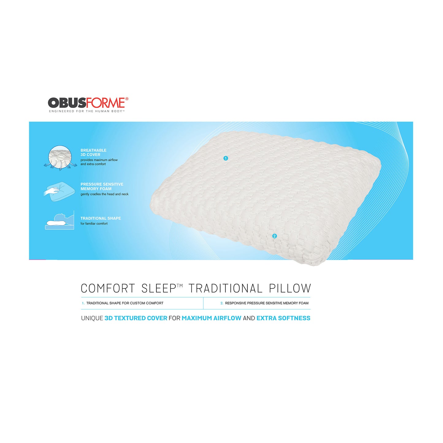 ObusForme Comfort Sleep Traditional Pillow - 15-07348