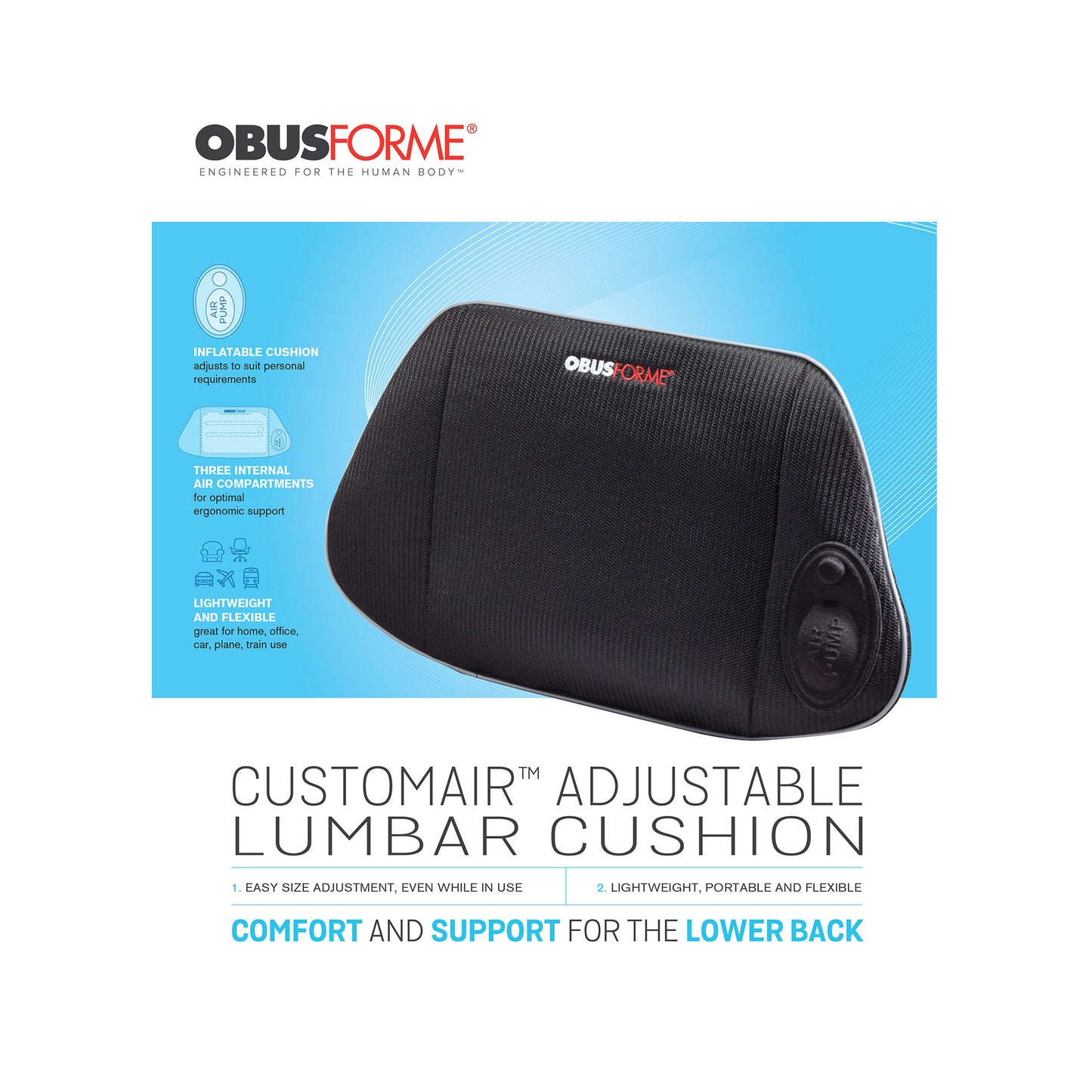 ObusForme CustomAir Adjustable Lumbar Cushion - 15-07351