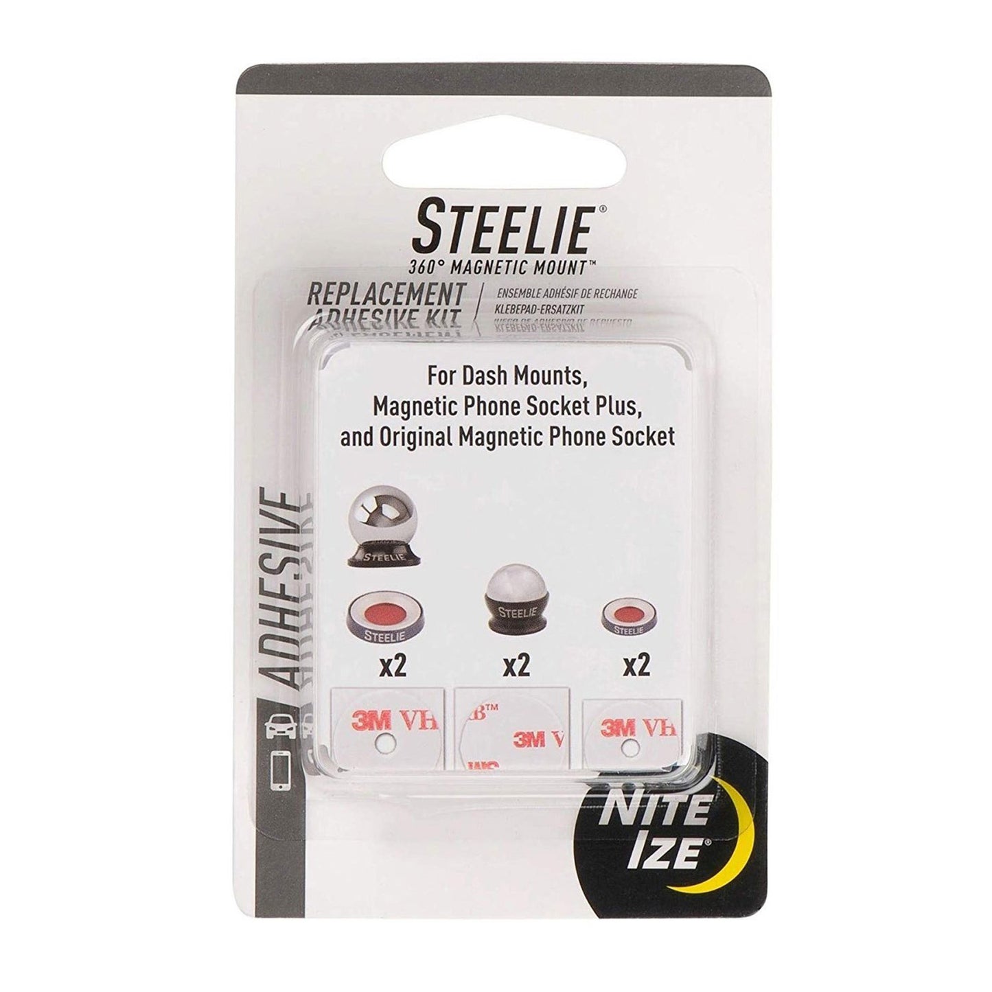 Nite Ize Steelie Replacement Adhesive Kit for Dash Mount + Phone Socket - 15-08349