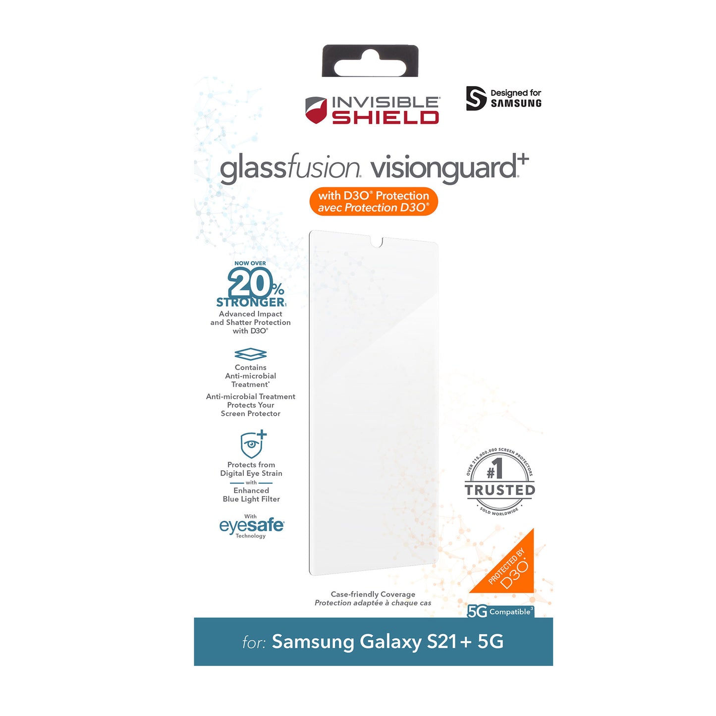 Samsung Galaxy S21+ 5G ZAGG InvisibleShield GlassFusion VisionGuard+ w/D30 Screen Protector - 15-08389
