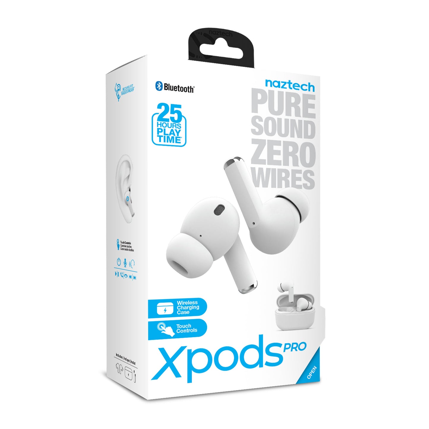 Naztech White Xpods Pro True Wireless Earbuds with Wireless Charging Case - 15-08487