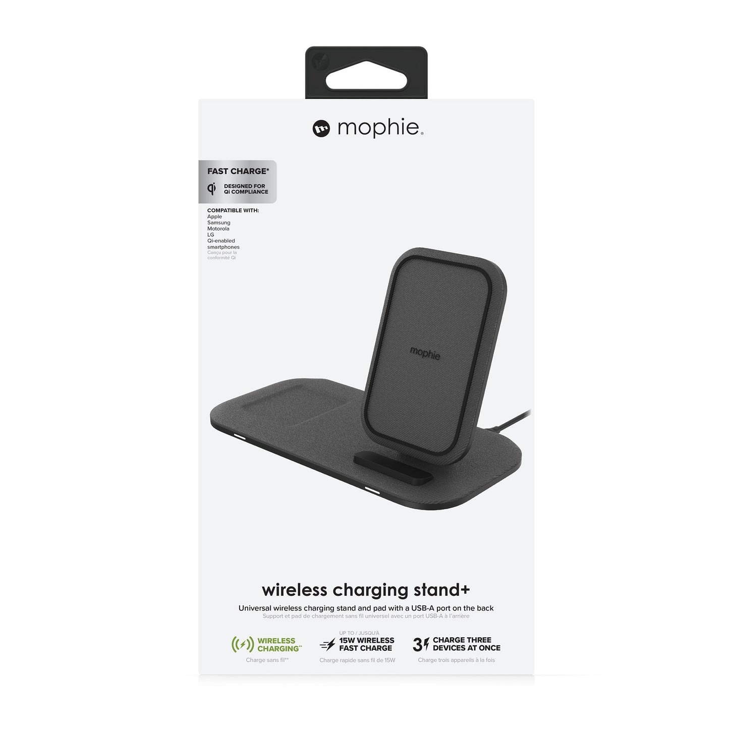 Mophie universal black wireless charge pad w/stand - 15-08492