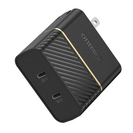 Otterbox 50W Black Dual Port USB-C PD (20W) + USB-C PD (30W) Wall Charger - 15-08530