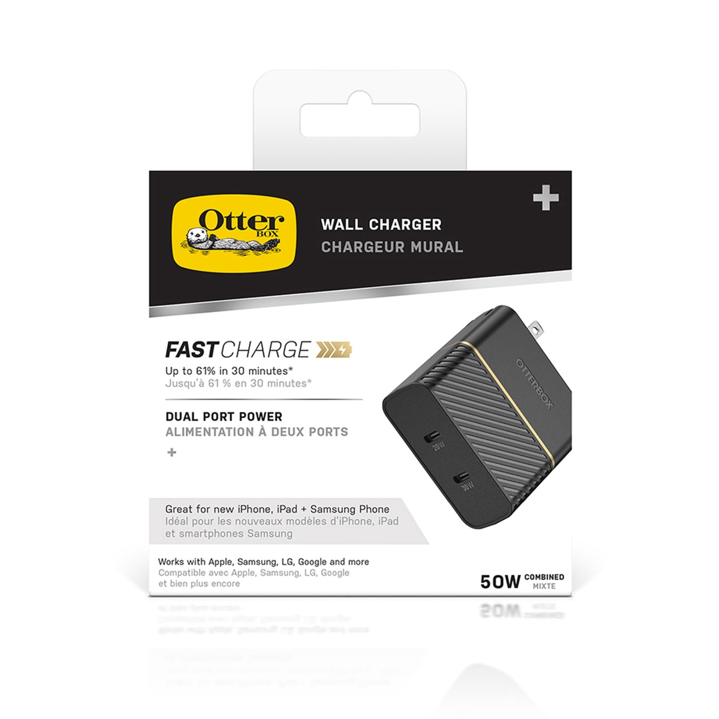 Otterbox 50W Black Dual Port USB-C PD (20W) + USB-C PD (30W) Wall Charger - 15-08530