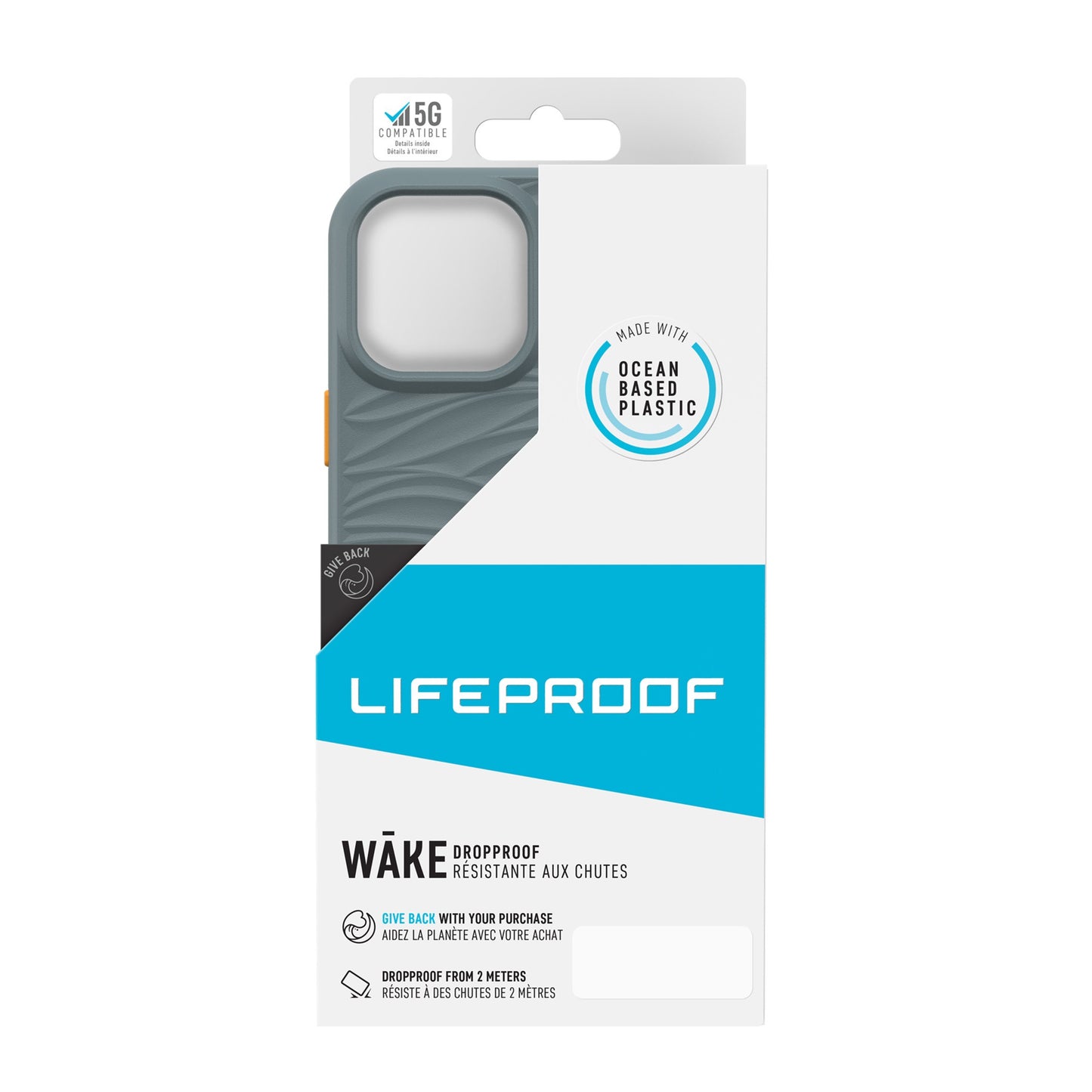 iPhone 13 Pro Max/12 Pro Max LifeProof Wake Recycled Plastic Case - Grey (Anchors Away) - 15-09226