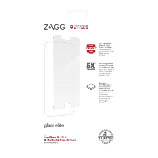 iPhone SE (2022/2020)/8 ZAGG InvisibleShield Glass Elite+ Tempered Glass Screen Protector - 15-09904
