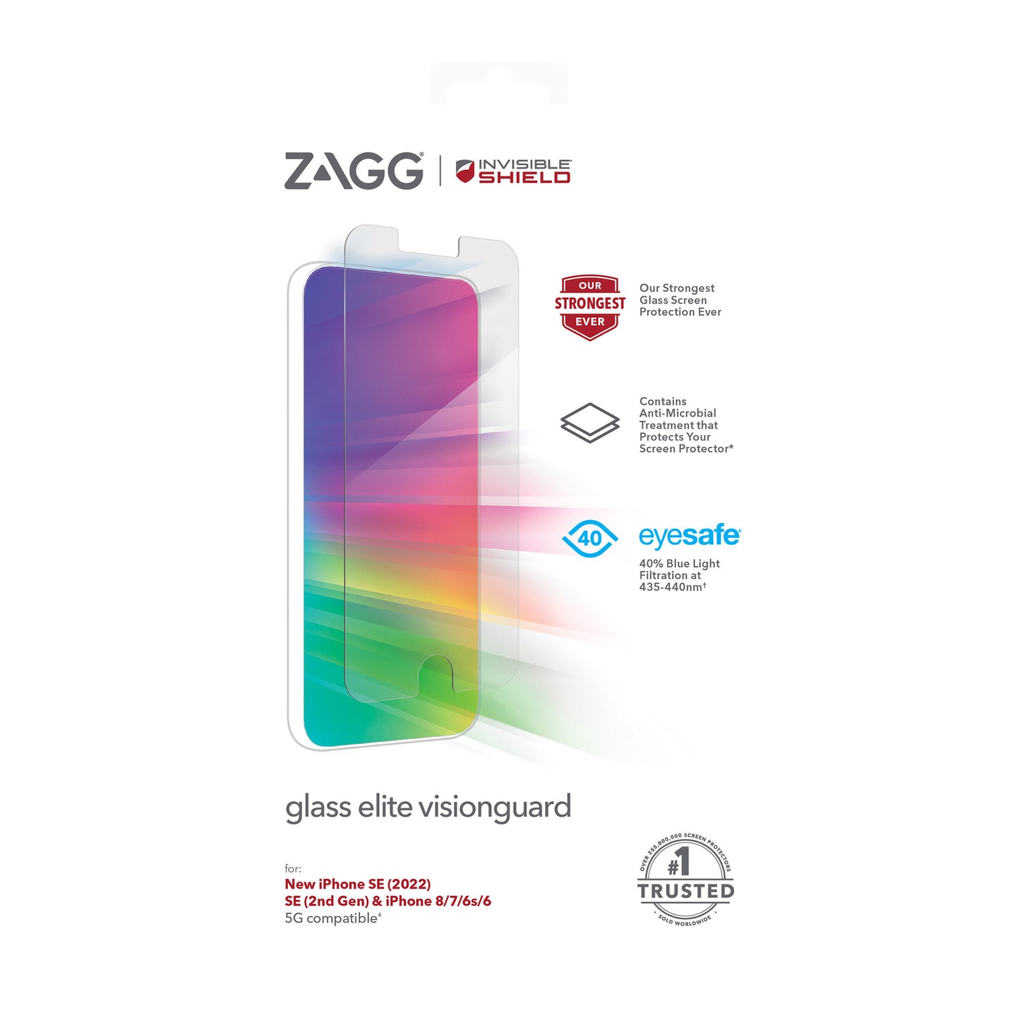 iPhone SE (2022/2020)/8 ZAGG InvisibleShield Glass Elite VisionGuard+ Glass Screen Protector - 15-09905