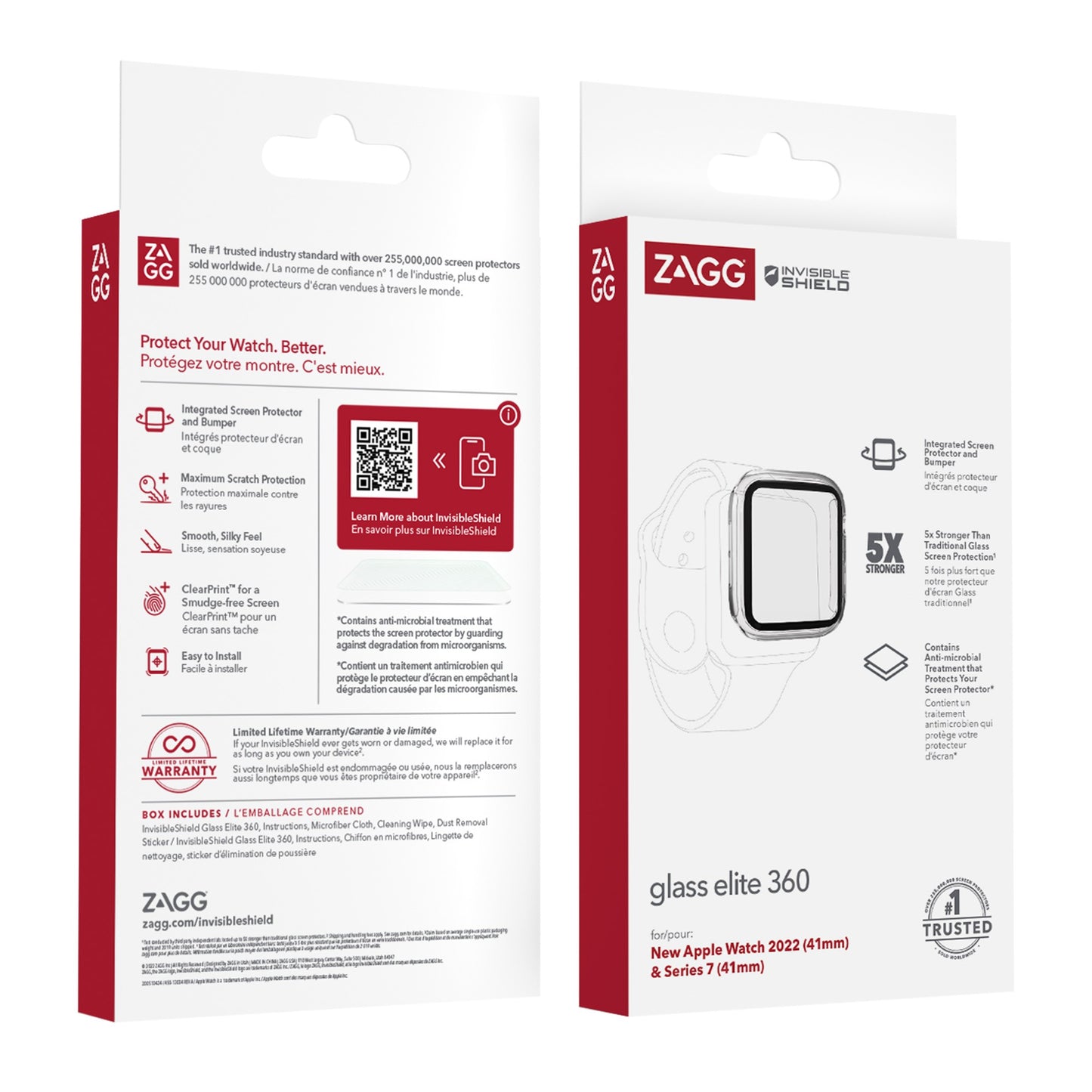 Apple Watch (41mm) ZAGG InvisibleShield Glass Elite 360 Screen Protector - 15-10534