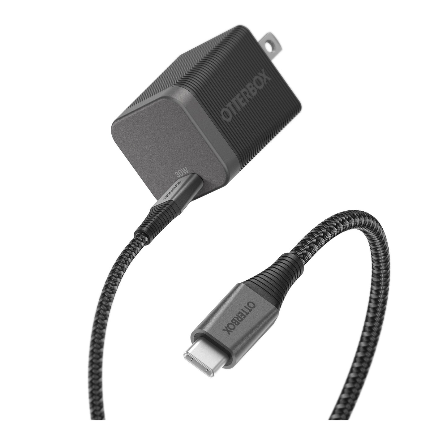 Otterbox 30W USB-C GAN Premium Pro Wall Charger w/(200cm) USB-C to USB-C Braided Cable - Black - 15-10585