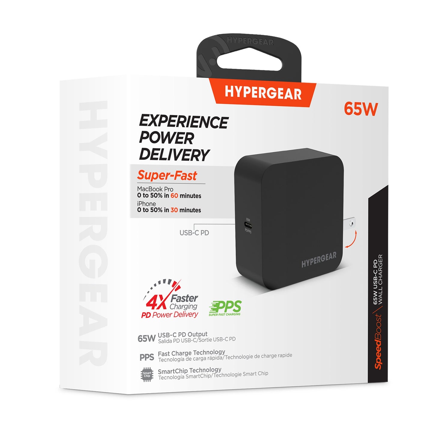 HyperGear SpeedBoost 65W USB-C PD Laptop Wall Charger with PPS - Black - 15-11150